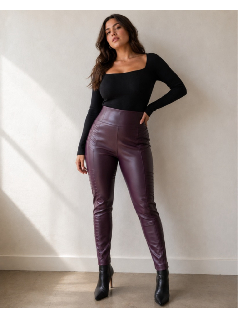 Athleta Delancey Gleam Moto Tight L Burgundy Plum Shimmer Leggings High Rise Zip